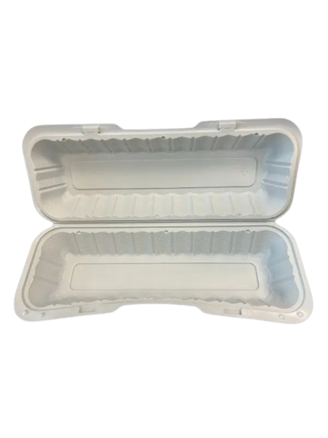 12" x 4" White Dual Lock MFPP Take-Out Container - 1-Comp.