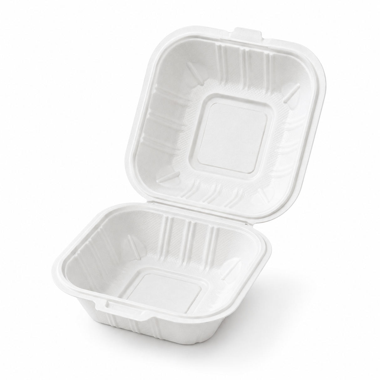 5.5" x 5.5" White MFPP Take-Out Container - 1-Comp.