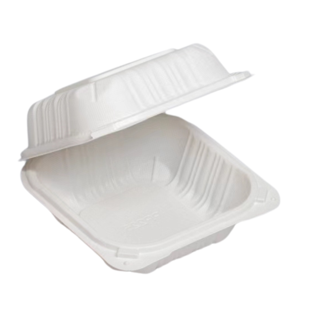 6" x 6" x 2.75" White MFPP Take-Out Container - 1-Comp.