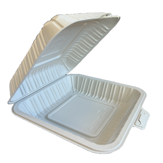 8.2" x 7.7" x 2.8" White MFPP Take-Out Container - 1-Comp.