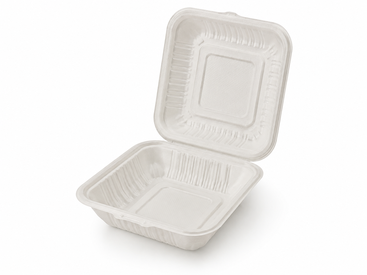 7" x 7" x 3" White MFPP Take-Out Container - 1-Comp.