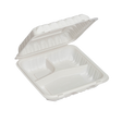 7" x 7" x 2.75" White MFPP Take-Out Container - 3-Comp.