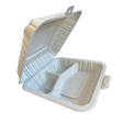 7" x 7" x 2.75" White MFPP Take-Out Container - 3-Comp.