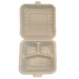 8" x 8" x 3.75" White MFPP Take-Out Container - 3-Comp.