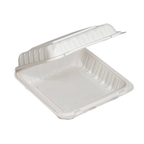 9" x 9.25" x 3" White MFPP Take-Out Container - 1-Comp.