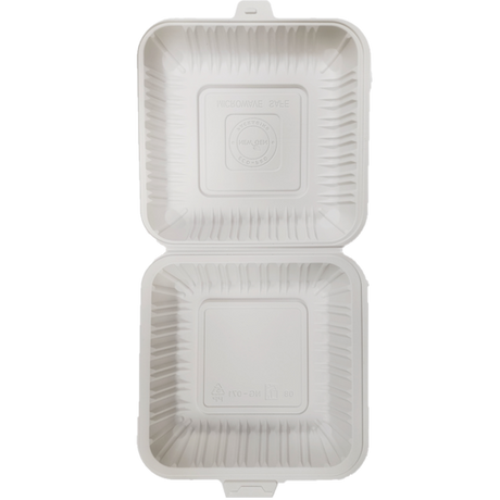 9" x 9.25" x 3" White MFPP Take-Out Container - 1-Comp.