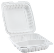 9" x 9.25" x 3" White MFPP Take-Out Container - 3-Comp.