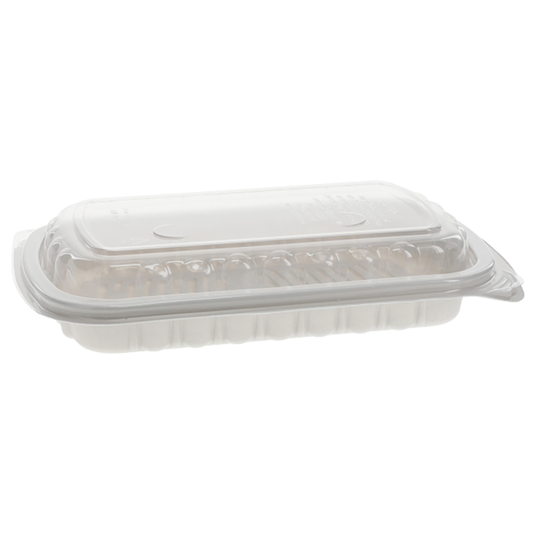 White Half Slab Rib Containers with Dome Lid