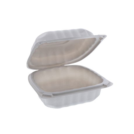 6" x 6" x 3.25" White MFPP Take-Out Container - 1-Comp.