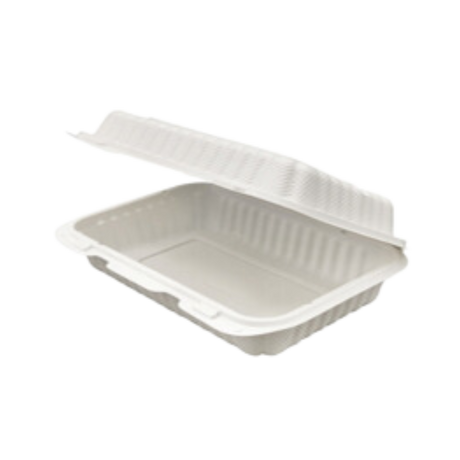 8.86" x 5.86" x 2.79" White MFPP Take-Out Container - 1-Comp.