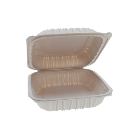 8.5" x 8.5" x 3" White MFPP Take-Out Container - 1-Comp.