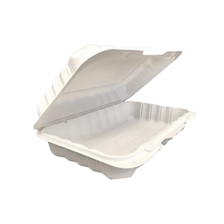 9.25" x 6.5" x 2.25" White MFPP Take-Out Container - 1-Comp.