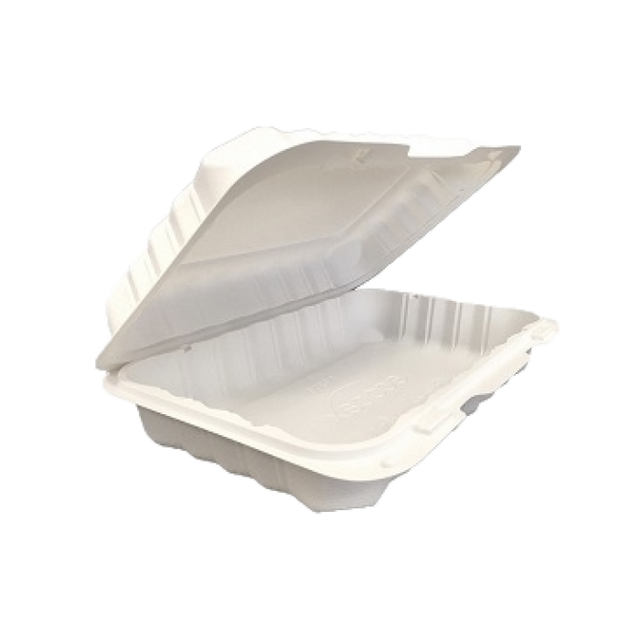 9.25" x 6.5" x 2.25" White MFPP Take-Out Container - 1-Comp.