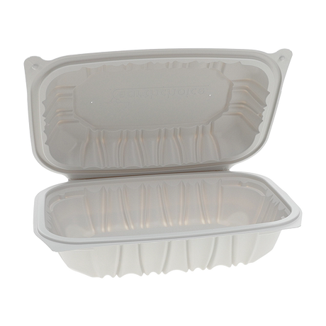 9" x 6" x 2.25" White MFPP Take-Out Container - 1-Comp.