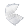 9.125" x 8.81" x 3" White MFPP Take-Out Container - 1-Comp.