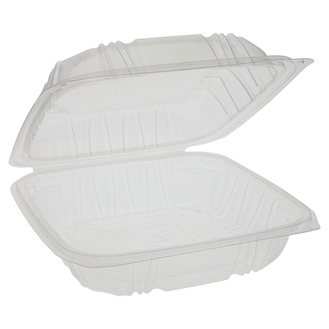 10.5" x 9.5" Clear Vented PP Take-Out Container - 1-Comp.