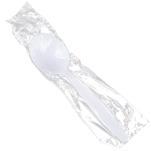 White Heavy Individually Wrapped Plastic Soup Spoons