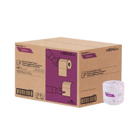 500 sheets 2 ply Standard Toilet Paper - 48 Rolls