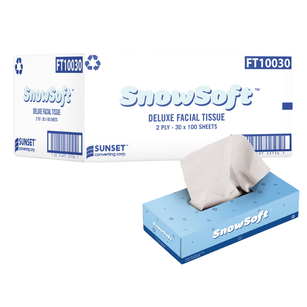 100 sheets, 2 ply Facial Tissue - 30 Boxes