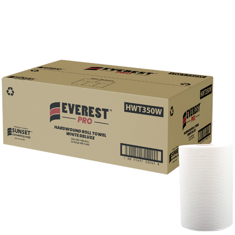 7.85" x 350' White Hand Towel Rolls - 12 Rolls