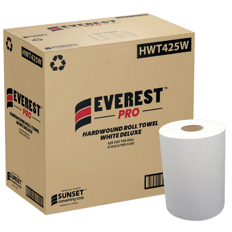 8" x 425' White Hand Towel Rolls - 12 Rolls