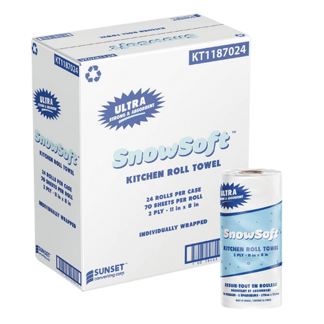 8" x 11", 70 Sheets, 2 Ply Kitchen Towel - 24 Rolls