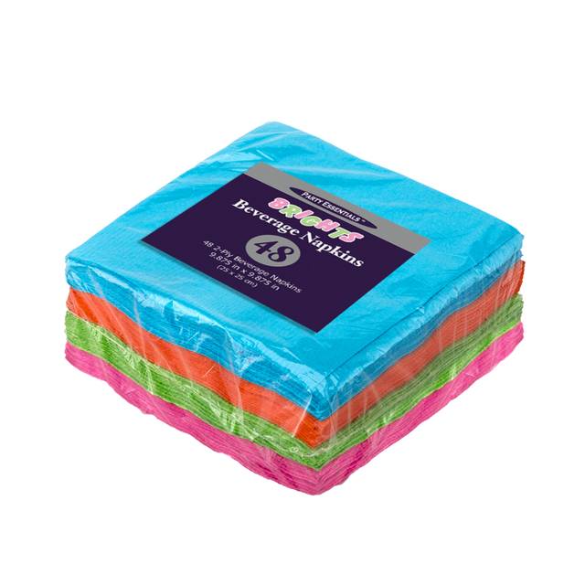 Assorted Neon 2 ply Beverage Napkins