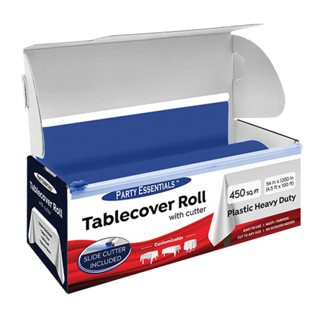Royal Blue Plastic Heavy Duty Table Cover Rolls with Cutters