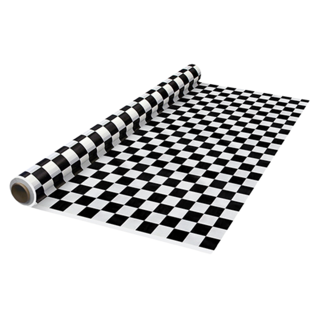 Black Checker Plastic Banquet Roll