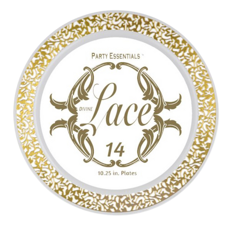 10.25" White Lace Plates with Gold Edge