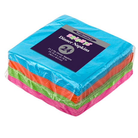 15.75" x 15.75" Assorted Neon 2 ply Dinner Napkins