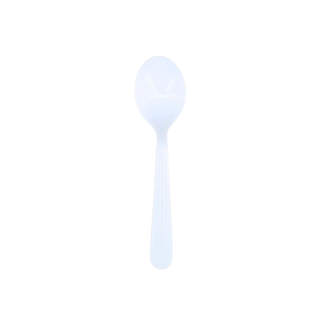 White Heavy Plastic Soup Spoons
