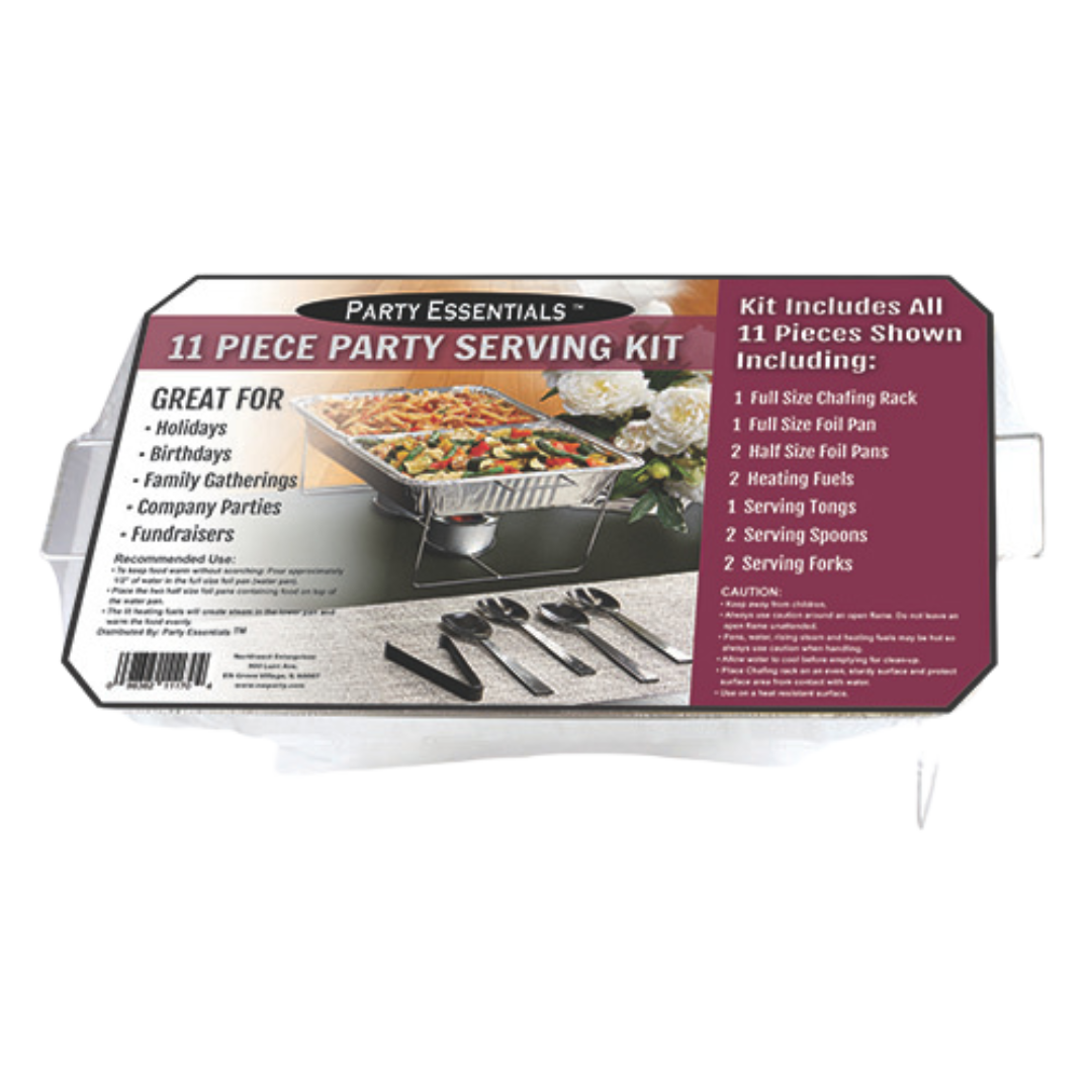 Party Kit - Chafing Rack, Foil Pan, Heating Fuels, Tong, Spoon, Fork