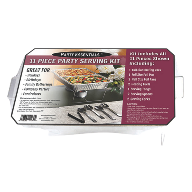 Party Kit - Chafing Rack, Foil Pan, Heating Fuels, Tong, Spoon, Fork