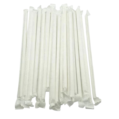 8'' White Paper Straws with Pointed End