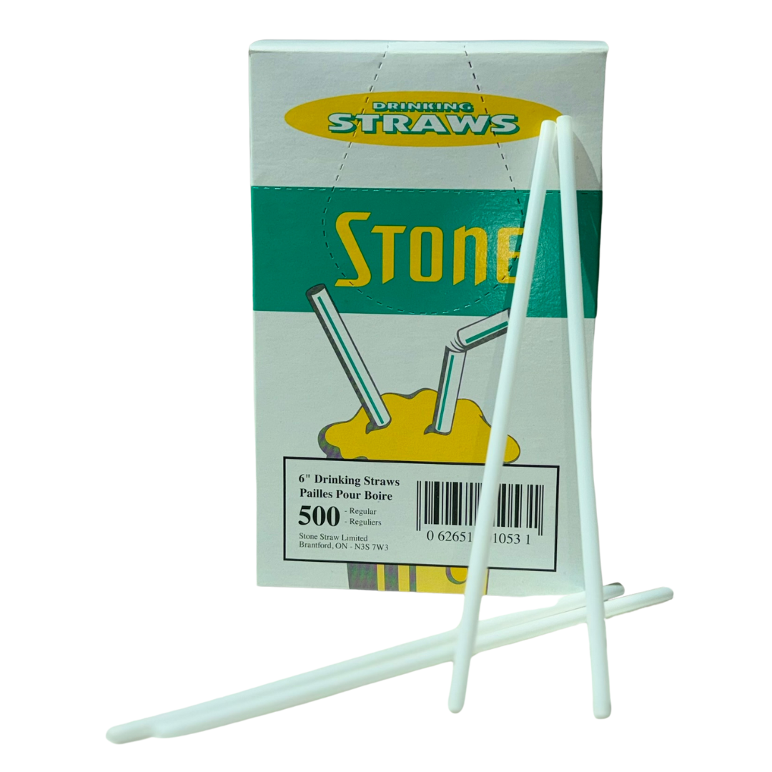 6" Regular Unwrapped White Straws