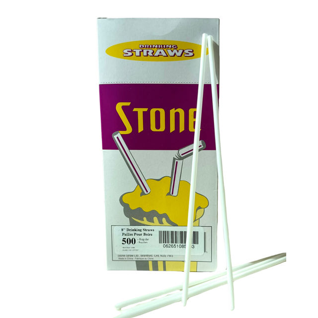 8" Regular Unwrapped White Straws