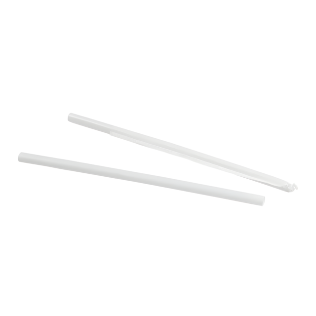 8" Individually Wrapped Super Jumbo White Plastic Straws