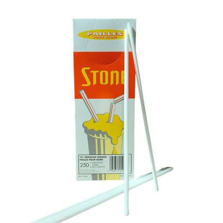 10" Unwrapped White Milkshake Straws