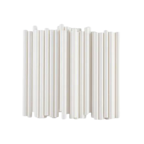 8" Unwrapped White Milkshake Straws
