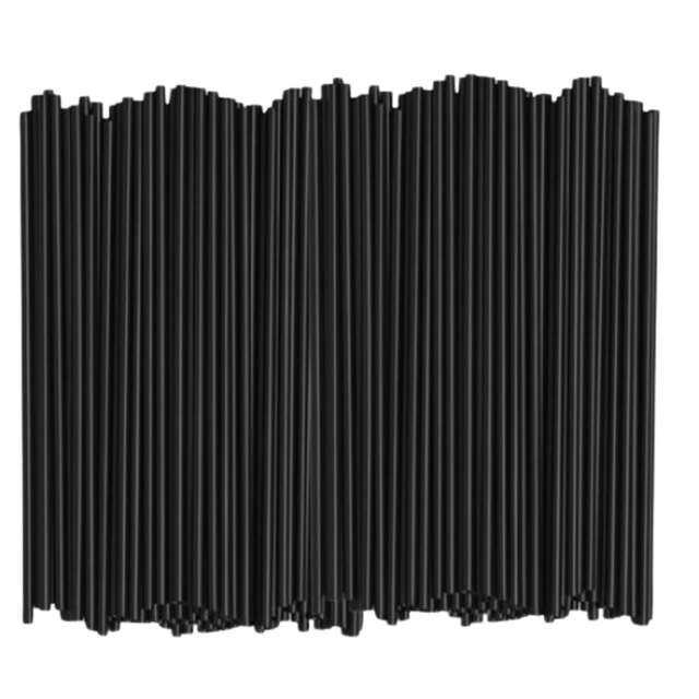 6" Unwrapped Black Cocktail Straws