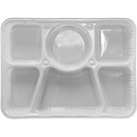 Plastic 6-Compartment Serving Thali Trays